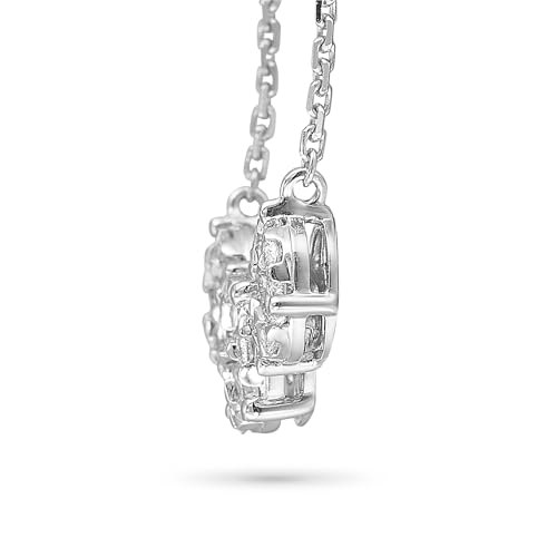 Diamond Delight 1 Carat Real Natural Diamond Trilogy Pendant Necklace for Women - 14k White Gold Pendant for Her - 18 Inch Chain Necklace - Horizontal Design (F, VS1, 1.00 cttw) Lobster Claw Clasp4