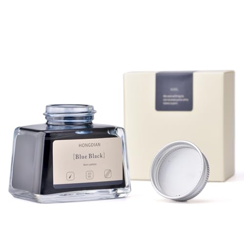 Image of Hongdian Fountain Pen Bottled Ink Blue Black Color, 60ml Non Carbon Inkwell Bottle, Artist Calligraphy Ink