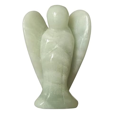 Manekieko Natural Amazonite Healing Crystal Prayer Guardian Angel Statue,48mm Carving Pocket Palm Stone Figurines Decoration Cover