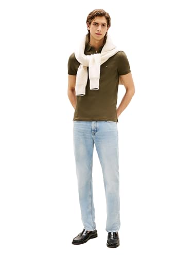 Image of Tommy Hilfiger Men's Short Sleeve Polo Shirts in Slim Fit with Stretch and Organic Pique Cotton
