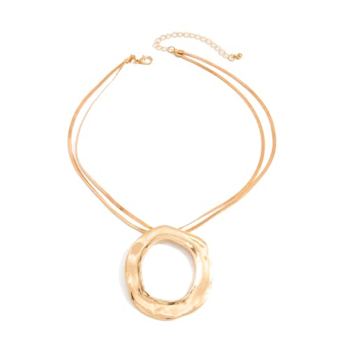 JAGWQRK Gold Statement Necklace for Women Large Circle Necklace Irregular Geometric Jewelry Accessories for WomenGold