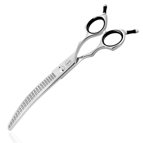 HASHIMOTO curved eraser dog grooming scissors, 23 teeth, 7.0 inch