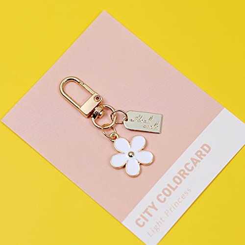 Swjewel Flower Keychain For Women 3Pcs Set Samll White Black Pink Daisy Cute Car Key Ring Accessories Girl Bag Charms Handbag Purse Backpack Pendant Charms(1Pink+1Black+1White) #TOP5