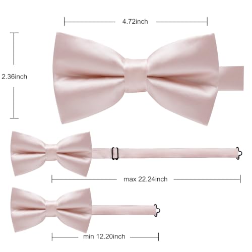 Image of YourTies Bow Ties for Men Pre-Tied Adjustable Bow Tie Coloful Satin Bowtie | Satin Clip-on Bowties,Solid Color Striped Paisley,Woven Jacquard,Formal Casual Wedding Business Party Prom,Tuxedo,Gift Box