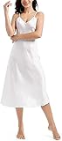 Amlztr Womens Satin Nightgown Long Slip Sleep Dress Silk V Neck Nightgowns