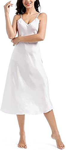 Amlztr Womens Satin Nightgown Long Slip Sleep Dress Silk V Neck Nightgowns #TOP29