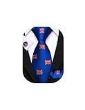 Barry.Wang Union Jack British Flag Ties Silk Royal Blue Men Necktie Set Handkerchief Cufflinks Formal