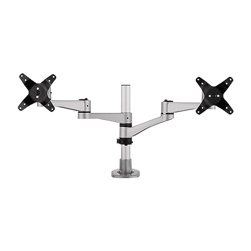 Image of ViewSonic LCD-DMA-001 Monitor Desk Mounting Arm for 2 Monitors up to 24 Inches Each, VESA Compatible, Full Ergonomic Adjustability, 2-in-1 Mounting Base, and Built-in Cable Management