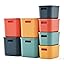 Set Di 6 Cestini Portaoggetti In Plastica Nera Con Coperchio – Impilabili, Con Manici, 25,5x19,2x10,3 Cm, Per Bagno, Ufficio E Dispensa - 5