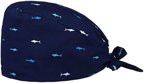 KESYOO 2pcs Surgical Scrub Cap Absorbent Doctor Cap Bouffant Scrub Hat Cotton Beanie Hat Fish Shark Print Working Cap