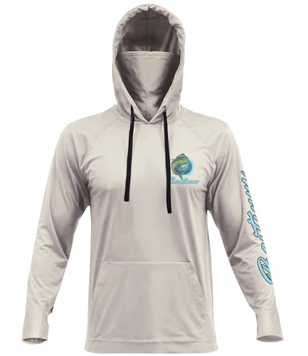 fishing shirts for men,upf50 hooded long sleeve with gaiter, sun protection dry fit apparel, cooling moisture wicking with face mask, fishing clothes for men - mahi mahi (x-large, beige)