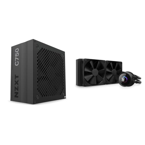 Image of NZXT C750 PSU (2022) - PA-7G1BB-US - 750 Watt PSU - 80+ Gold Certified - Fully Modular & Kraken 240 - RL-KN-240-B1-240mm AIO CPU Liquid Cooler