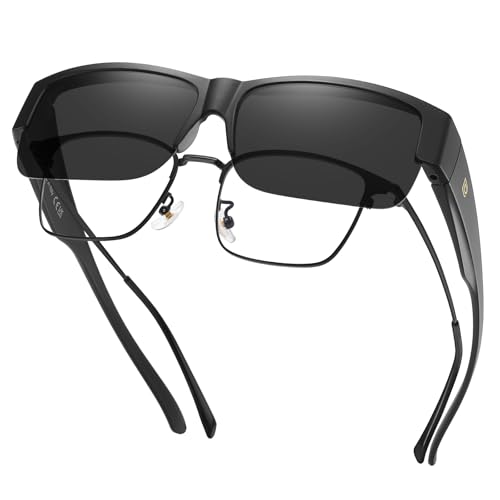 DUCO Polarized Fit Over Sunglasses for Men Women, Semi-Frame Wrap Around UV400 Protection TR90 Frame Driving Shades DC8992