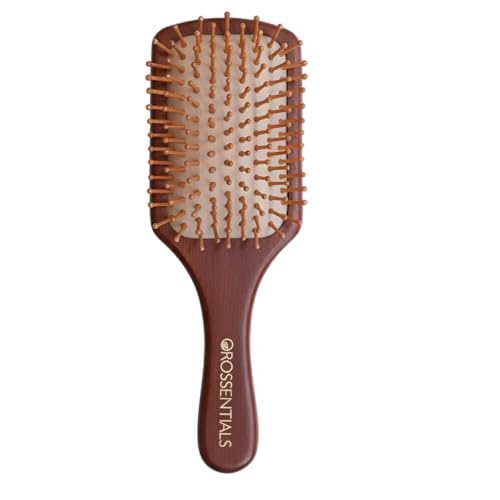 OROSSENTIALS Wooden hair brush for Women & Men Boar Bristle Wooden Paddle for men women Curly hair brush for hair growth with flat paddle brush (premium Dark Wood, Brown)