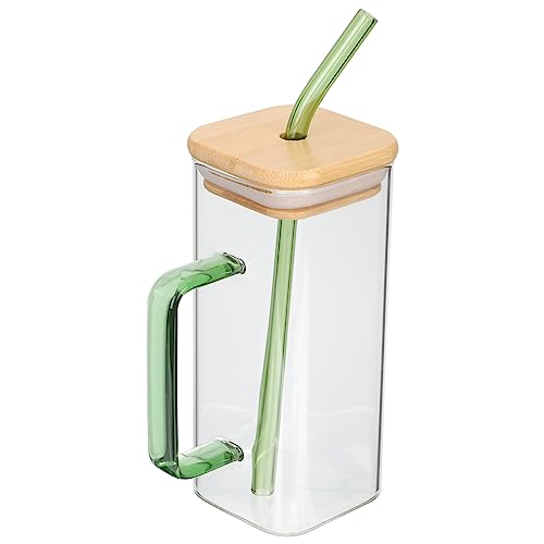 STOBAZA Multi-function Insulated Glass Cups Square Drinking Cups Lid for Cold Beverages Hot Tea