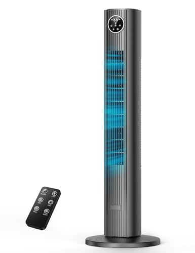 Image of ZAFRO 36 inch Tower Fan, 90Oscillating Floor Fan with 4 Modes, 3 Speeds, Remote Control, 12H Timer, Quiet Standing Fan for Bedroom & Living Room, Grey