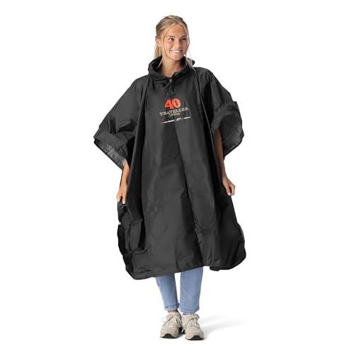 Northwest NASCAR Justin Allgaier Traveller Whiskey Rain Poncho, Water Resistant Hooded Pullover with Mesh Bag, Lightweight Adult Stadium Gear, 44 x 49 in