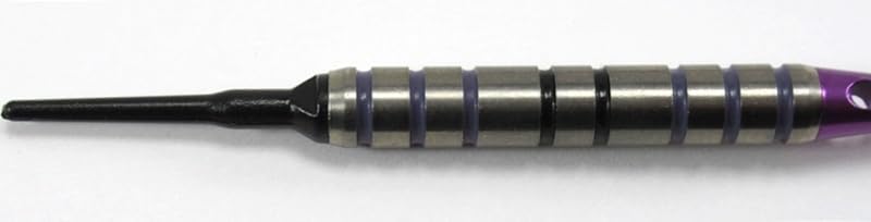 PIZZZAZZZ Purple/Black Soft Tip Darts - 16 Grams - 80% Tungsten with Upgrade Pack - Ringed Grip