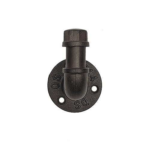 Treasure Gurus Black Pipe Plumbing Elbow Cap Hook Wall Mount Hat Coat Hanger Rustic Metal Home Decor