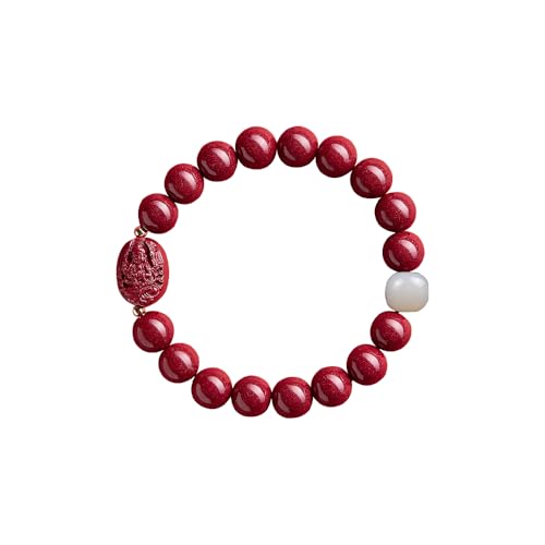 Fashion Cinnabar Bracelet Chinese Pixiu Feng Shui Vermilion Red Beaded