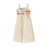 Partclots Baby Toddler Girl Jumpsuit Crocheted Ruffled Wide Leg Romper Bell Bottom Overall Playsuit 6 12 18 24 Months 2 3 4 T (Khaki, 3-4 Years)