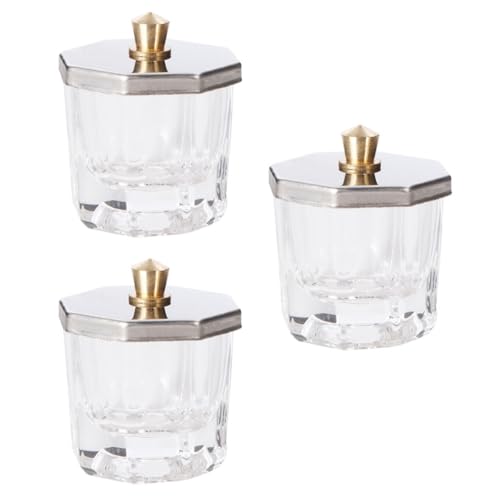 STAHAD 3pcs Cuencos Líquidos para Uñas con Tapa de Acero