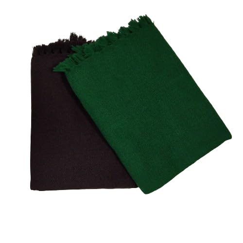 Jarvas Hand Woven Acrylic and Woollen Shawl for Men and Women - Kashmiri Winter Warm Salvai Stole - Brown, Green (Pack of 2)-picture-46