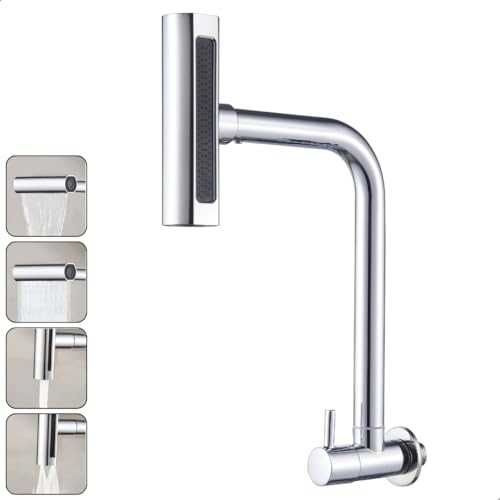 Torneira Parede Cozinha Inox Pia Gourmet 4 Jatos Metal Giratória 360° SOFTINOX