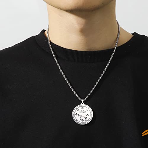 VASSAGO Seal of Archangel Azrael Sigil Necklace Stainless Steel Magic Amulet Necklace Talisman Symbol Necklace Pendant Jewelry Gift for Men Women2