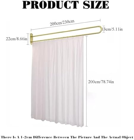 200cm High Beau Salon Partition, U-Shaped Long Support Bar for Hanging, Ideal for Fitting Rooms & Clinics (Rod-200cm) - Durable & Stylish Design