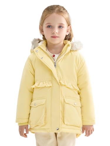 SOLOCOTE Manteau d'hiver pour petites filles Léger avec capuche en fourrure doublure en sherpa...