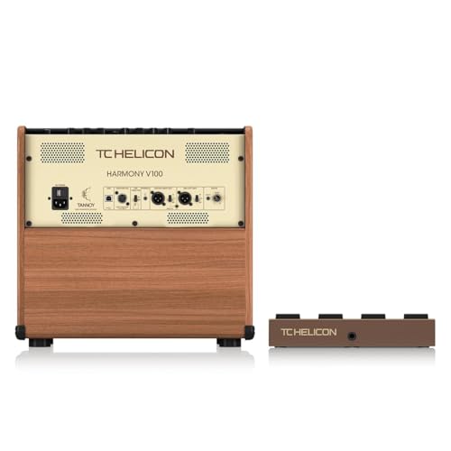 TC Helicon Harmony V100 100 Watt 2 Channel Acoustic Guitar Amplifier with Vocal Processing Looper Tannoy Speaker 4 Button Footswitch Brown by TC Helicon - Image 3