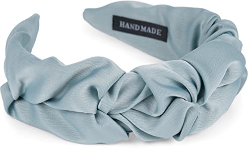 styleBREAKER Women's Headband with Shimmering Braided Surface in Ruffled Look, Hairband, Hair Accessory 04027035, Colour:Pigeon blue