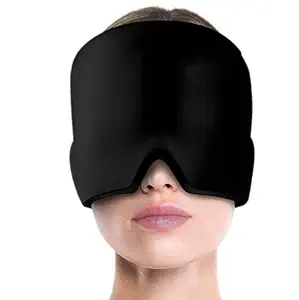 SXWLJT Wearable Migraine Mask Ice Head Wrap for Tension Headache, Puffy Eyes, Sinus Headache & Stress Relief Gel Cold Compress Black