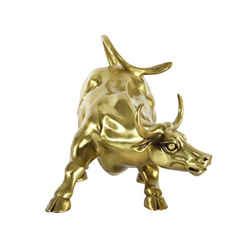 Nileebuker Large Golden Wall Street Bull Statue Sculpture Famous Animal Art Office Decor (17" Lx11.8 Wx11 H) #TOP1