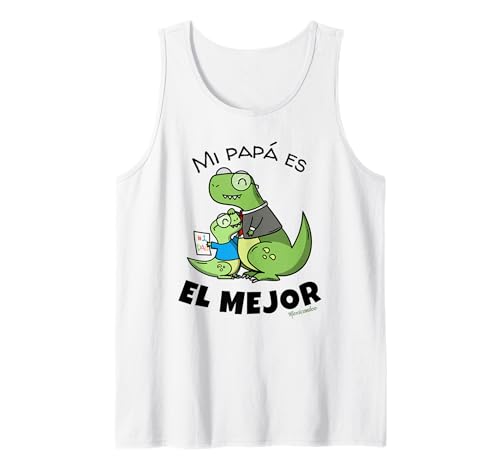 Mi Papa Es El Mejor Español Lindo Papá Dinosaurio Día del Padre Camiseta sin Mangas