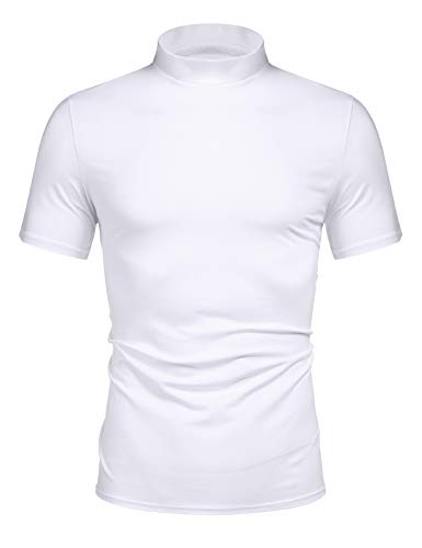 Poriff Mens Casual Turtleneck Mock Neck T Shirt Slim Fit Short Sleeve Summer Basic Tops2