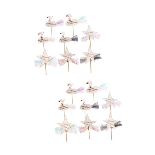 Alipis 2 Series Decoración De Pastel De Cumpleaños Adornos De Cisne Para Fiesta Toppers De Tartas Para Decoración Para Fiestas Casa 8 Piezas*2