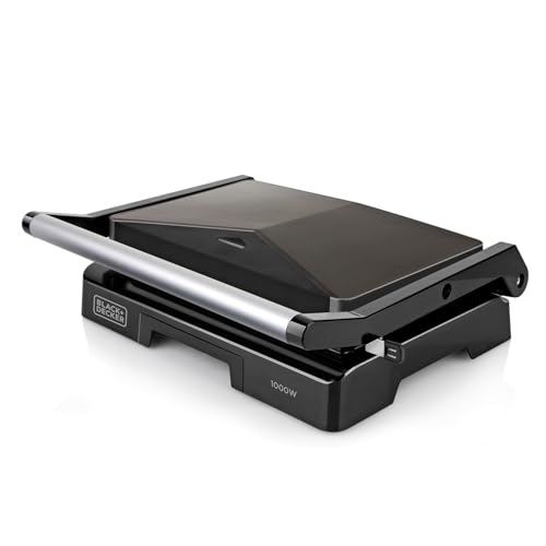BLACK+DECKER - Grill Électrique BXGR1000E | 1000W | Plaques De 23x14,5cm | Poignée Toucher Froid...