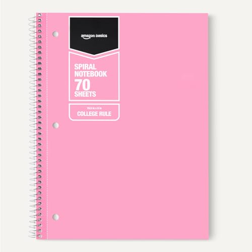 Image of Amazon Basics College-Ruled Spiral Notebooks, 70 Sheets, 10.5 inch x 8 inch, Perforated Pages, Assorted Pastel Solid Colors, 5-Pack