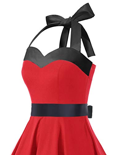 Image of DRESSTELLS Women's Vintage 1950s Cocktail Dress, Retro Tea Party Halter Swing Dresses
