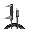 MFish Cable USB C de 240 W con soporte, ángulo recto de 90° de carga rápida trenzado USB C a USB C, cargador plegable para iPhone 17, iPad, MacBook, Samsung, juegos + manos libres negro 3.93 pies