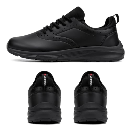 Image of LARNMERN Men's Non Slip Chef Shoes Slip On Leather Footwear