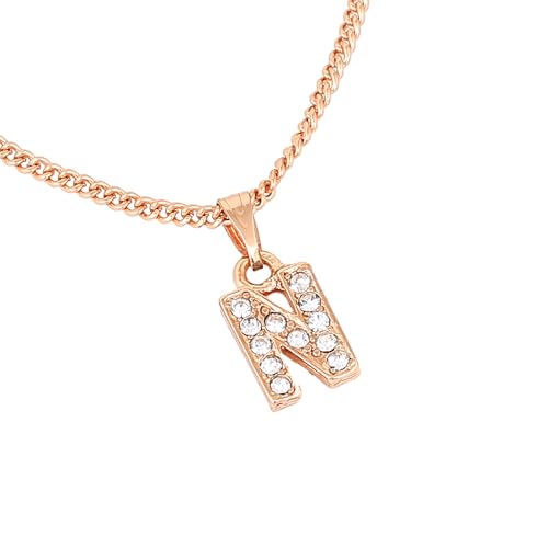 Rose Plated Small Letter Pendant with Crystals