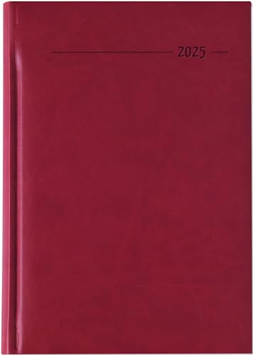 Buchkalender Tucson rot 2025 - Büro-Kalender A5 - Cheftimer - 1 Tag 1 Seite - 352 Seiten - Tucson-Einband - Termin-Planer - Zettler