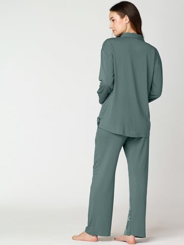 Image of Night Suit for Womens Floral Printed Modal Night Dress of Shirt and Pajama Set 9365