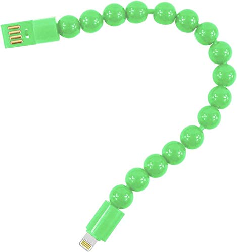 tecmac Portable 8 Pin USB Cable | Beaded Wrist Bracelet Data Charging Line | Light Green