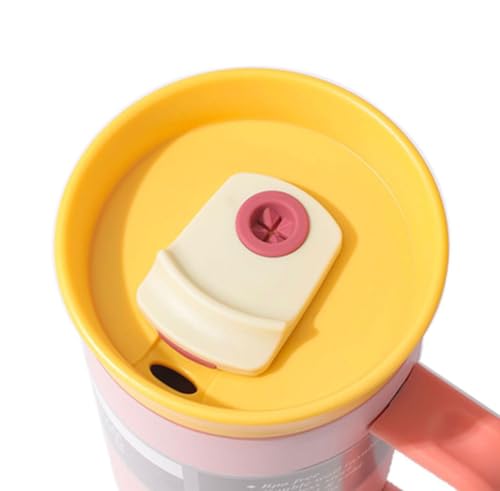 Image of HomeCloud 1200ml Insulated Coffee Tumbler with Lid - Double Wall Travel Mug for Hot & Cold Drinks, Leak-Proof, Durable, Portable, Stylish Stainless Steel Design (Pink with Orange Lid)