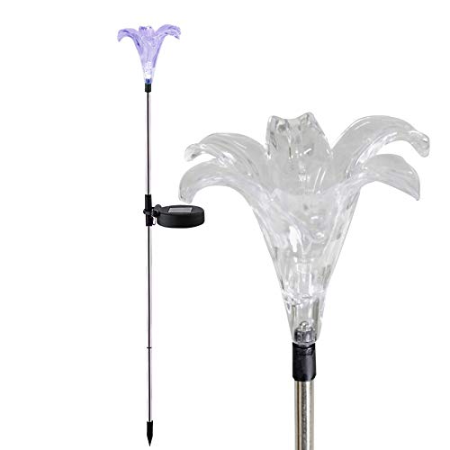 Ezigarden Waterproof Outdoor Solar Garden Stake Light With Vivid Color Charging Figurine – Lily Led Garden Landscape Lawn Lamp For Flower Beds Backyards Decoration cover