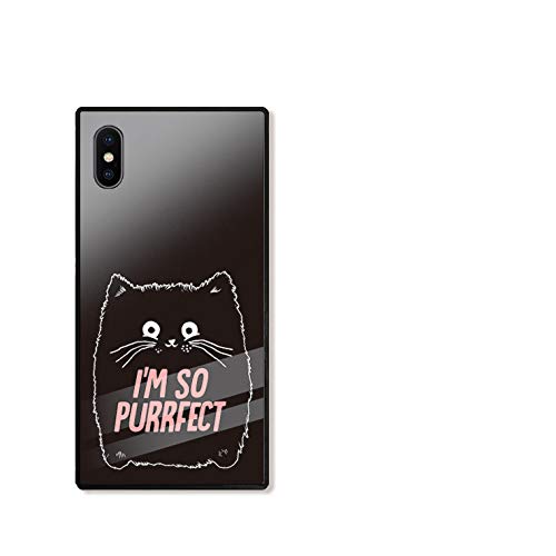Amazon Iphone8 ケース 強化ガラスケース Iphone7 ケース 背面ガラス Tpu 光沢 ツヤ スクエア スマホケース おしゃれ 猫 ねこ 白猫 黒猫 B Chattenoir ケース カバー 通販